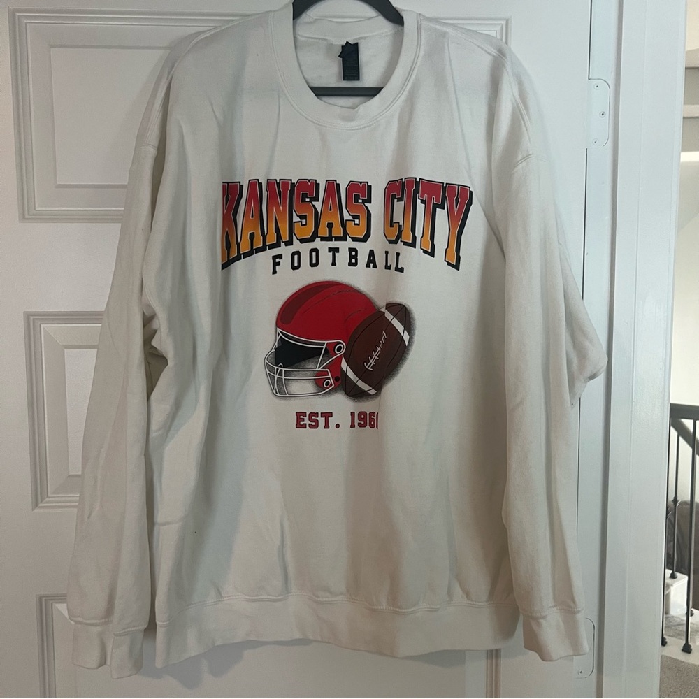 Kansas City Chiefs Football White Crewneck Sweatshirt